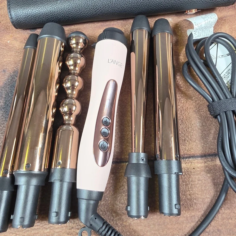 L'ANGE Lustre 5-in-1 Curling Wand Set Womens OS Pink Good Titanium Barrels Case